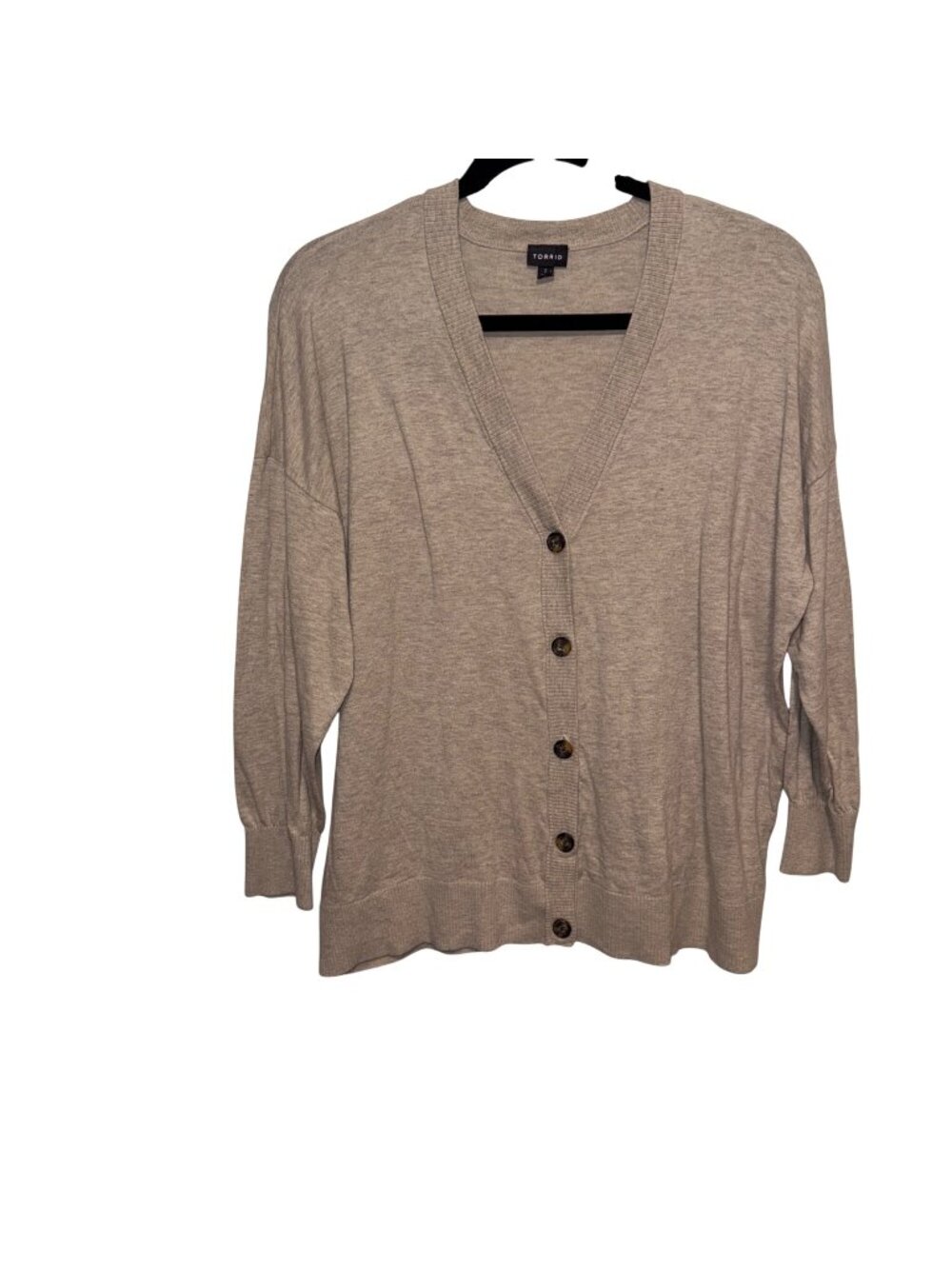 Torrid Womens Beige Tan Button-Up Cardigan Sweater Size 2 Lightweight Cotton-Nyl